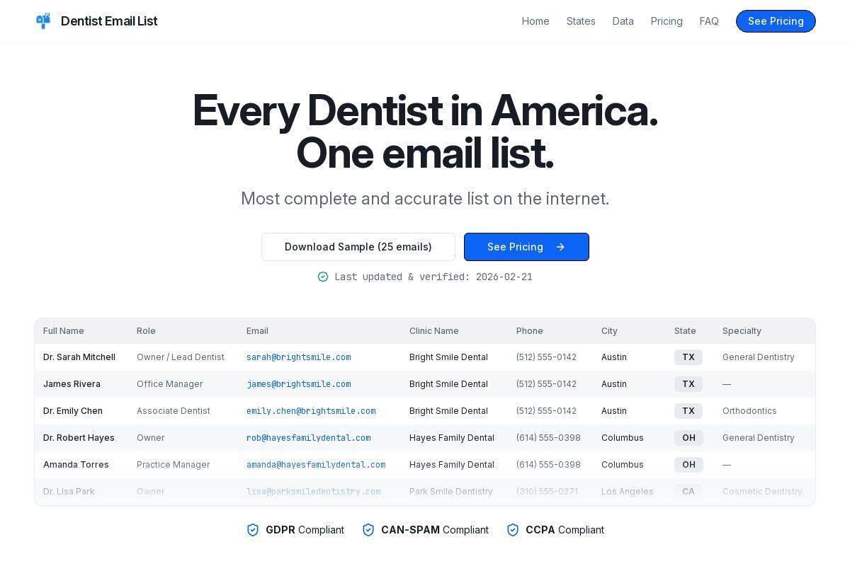Dentist Email List